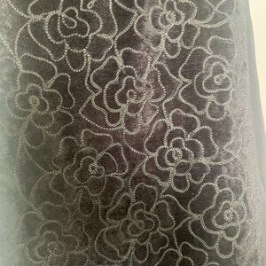 Black Flower Patterned Fabric Scarf